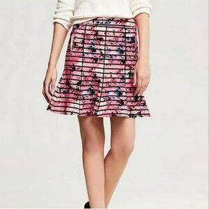 Banana Republic Bella Striped Floral Trumpet Skirt